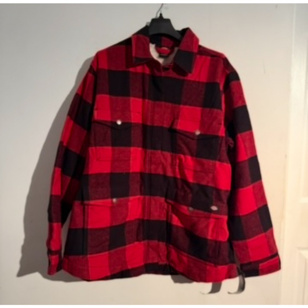 Dickies Womens Large Sherpa Lined Flannel Chore Jacket Plaid Western Outdoor NWT